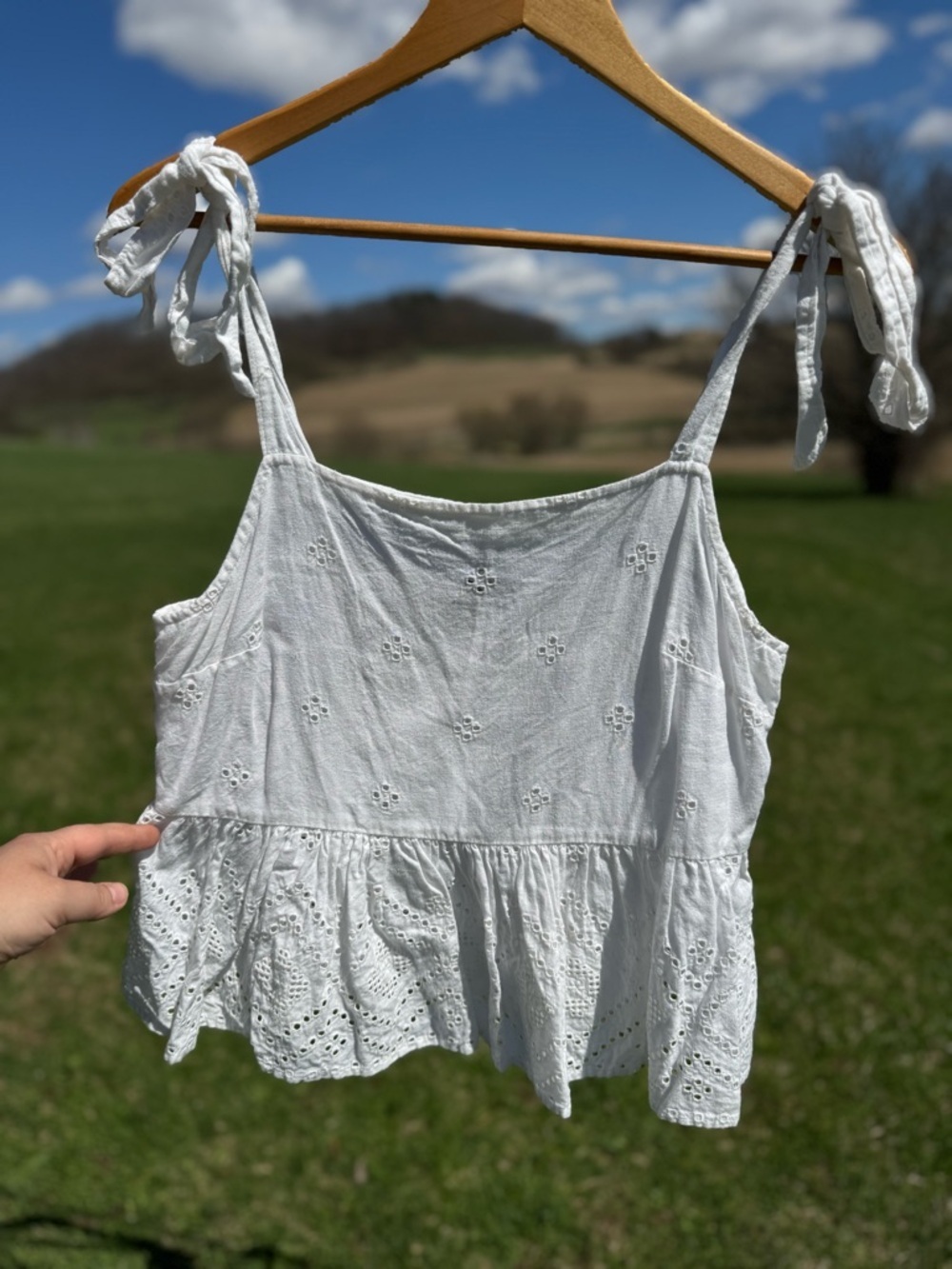 Madewell Eyelet Tie Tank Top Blouse Large